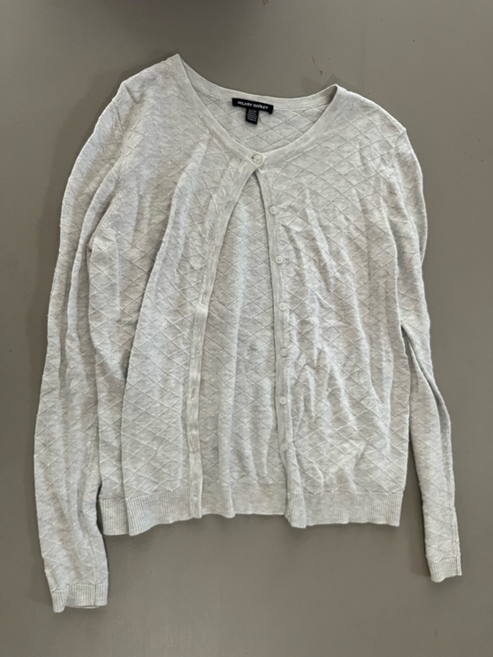 Hilary Radley Cream Quilted Button-Front Cardigan
